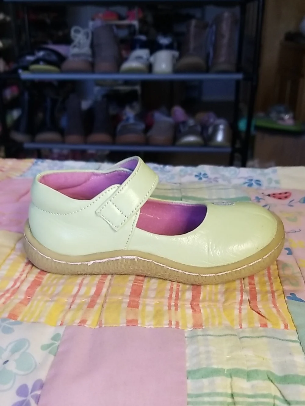 Livie & Luca Mint Green Leather Mary Janes with Blue Glitter Bird Size 7 Pio Pio